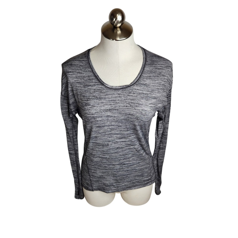 Lululemon Womens Sweat Embrace Long Sleeve Top Space Dye Seal Grey Deep Coal